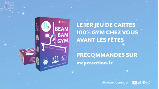Beam Bam Gym, c’est le “gym cadeau” parfait ! 🎁 Le premier jeu de cartes 100 % gymnastique artistique, fabriqué en France, écoresponsable et fun. À offrir à toutes les gymnastes dès 8 ans !